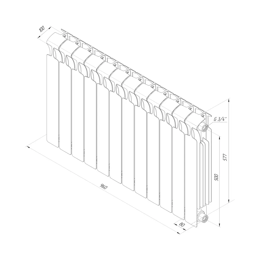 Радиатор секционный Rifar Monolit M50012RAL3011 500/100 12 секций боковое подключение биметалл бордо 82560814 STLM-2039460 - Вид №5
