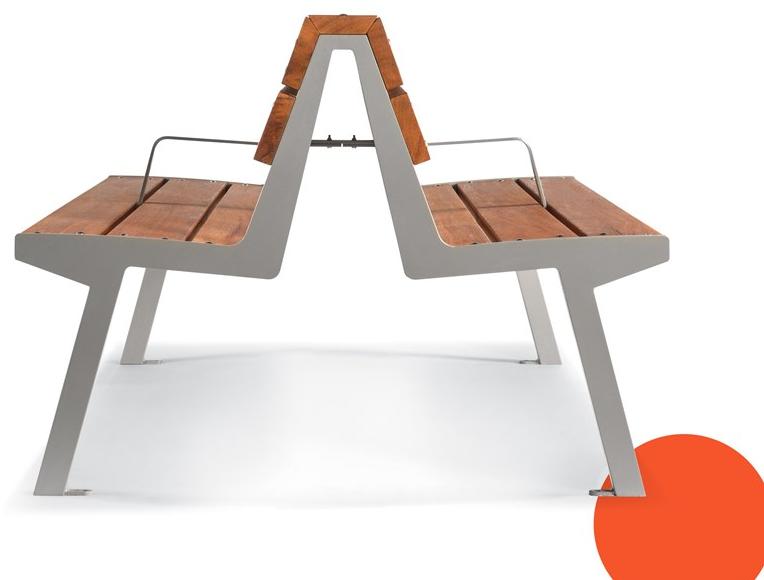 City Design Скамья из стали и дерева со спинкой Noale Noala doppia - Вид №1