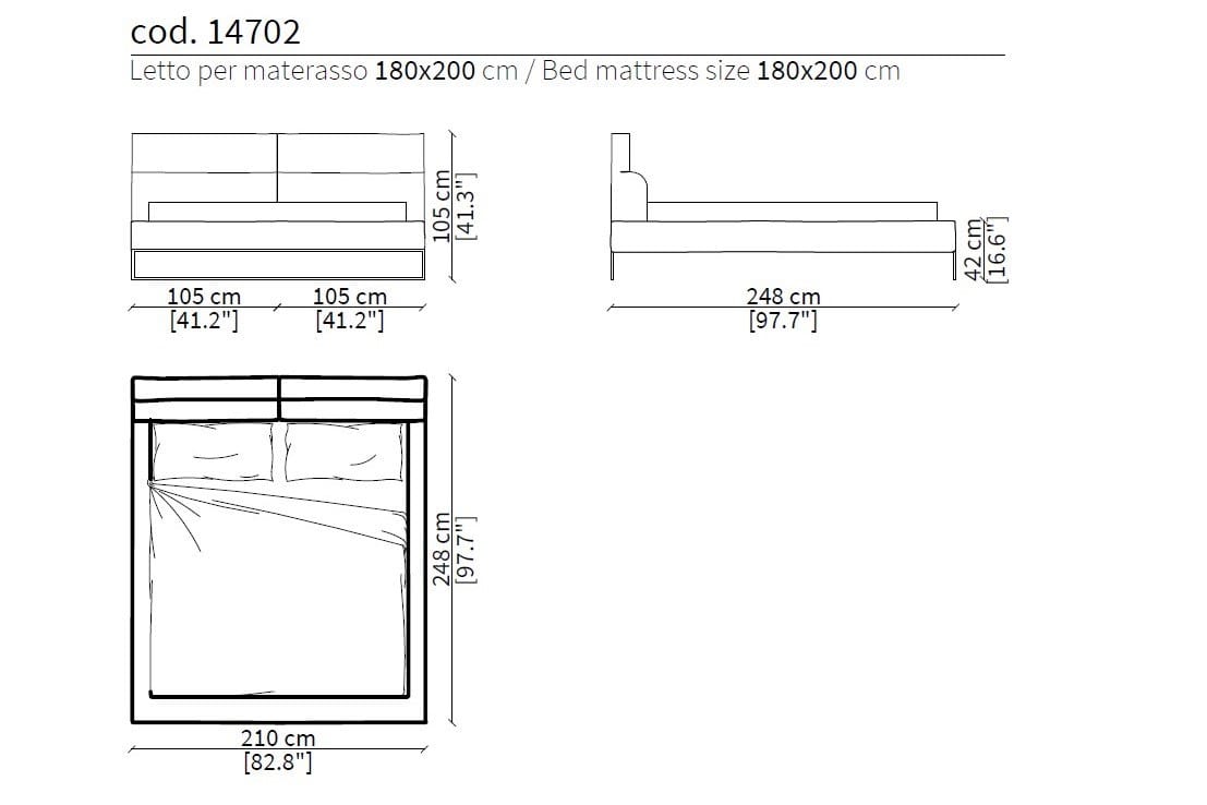 Тканевая кровать с мягким изголовьем Frigerio облако ARCH-00147350 - Вид №8