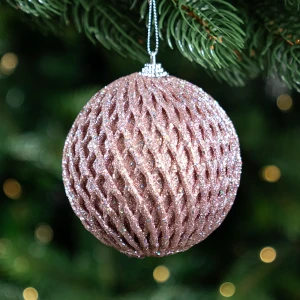 Ажурный ёлочный шар KREAFORTA розовый с блёстками ø10 см 89420657