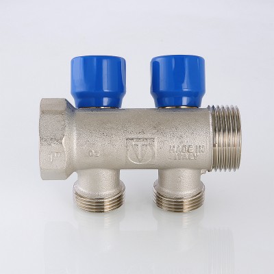 VTc.560.NE.060503 Коллектор с регулирующими вентилями и комплектом ручек Valtec 1", 3 x 3/4"  - Вид №4