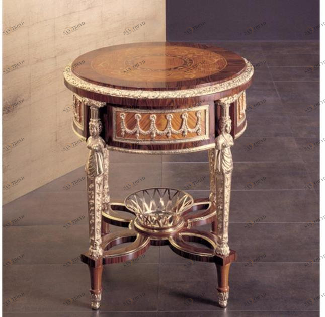 Rozzoni Высокий круглый деревянный журнальный столик для гостиной Classic sun-id-1350417