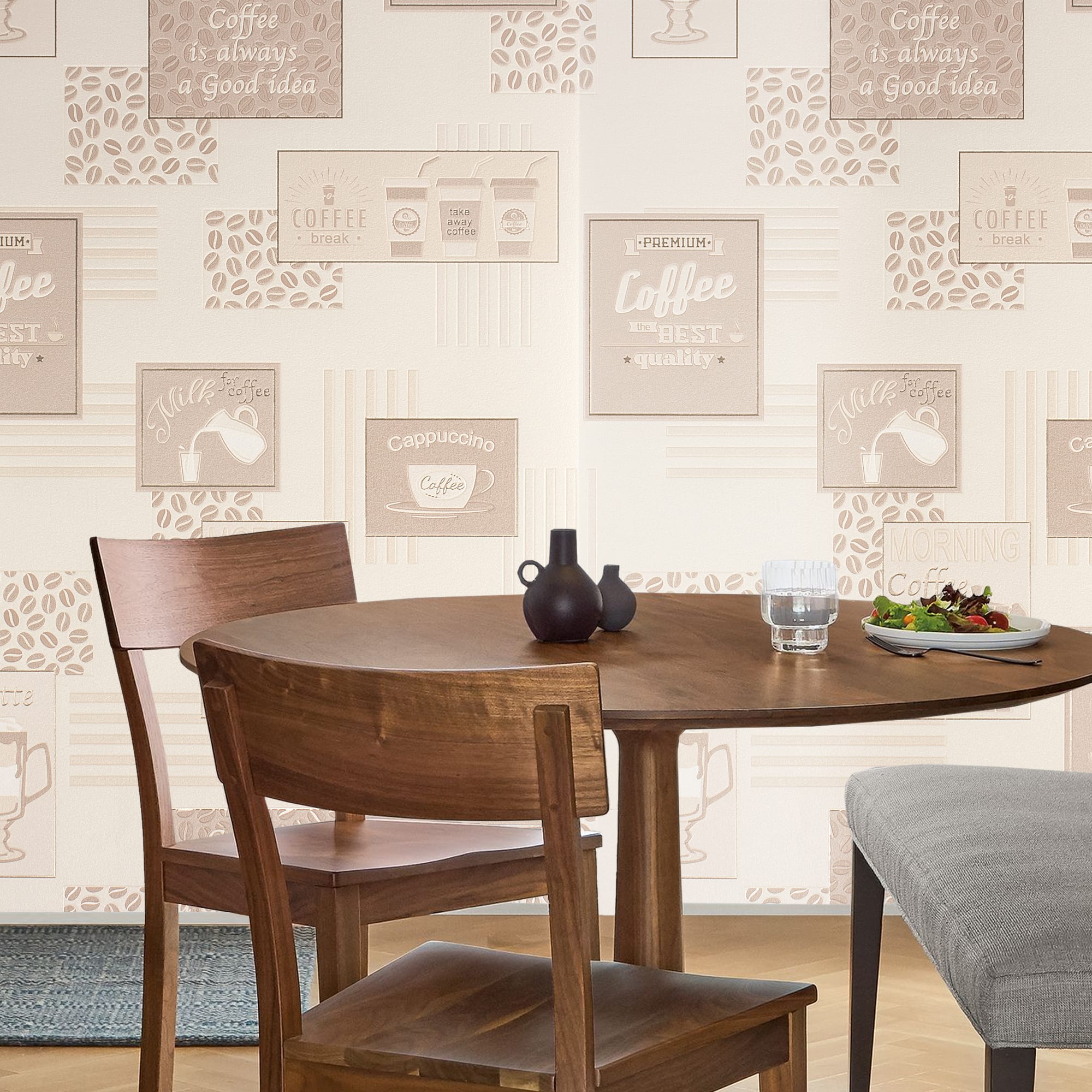 82938370 Обои виниловые бежевые 0.53 м 354 11 Мокко Santreyd  - Вид №2