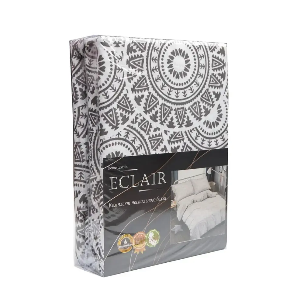 Комплект постельного белья Eclair Мульти евро полисатин дымчато-серый STLM-2118926 - Вид №5