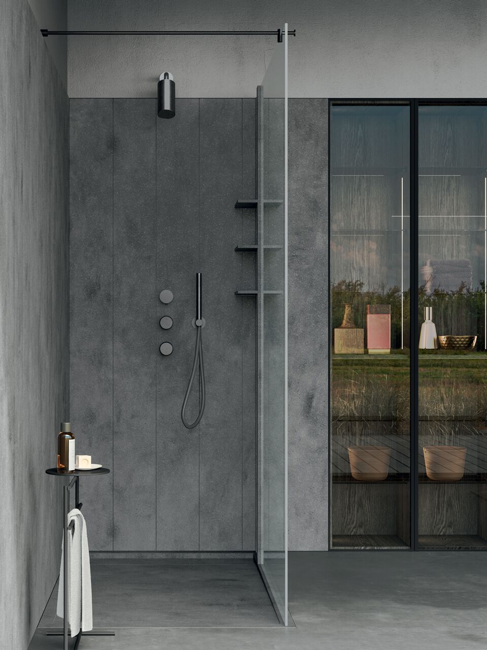 Душевая кабина с настенным креплением Corian® Rexa уникальный ARCH-00135090 - Вид №2