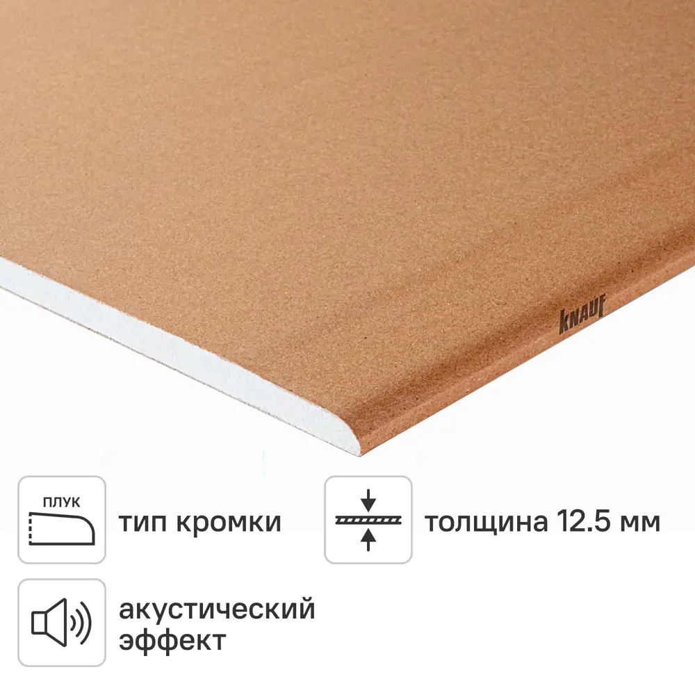 Гипсокартон звукоизоляционный Кнауф-Сайлентборд 12.5 мм 2400x600 мм 1.44 м² KNAUF STLM-2043044