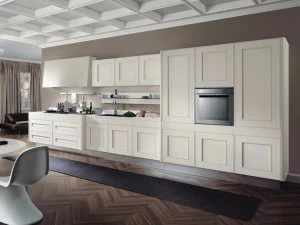 Composit Линейная кухня из лакированного дерева без ручек Melograno