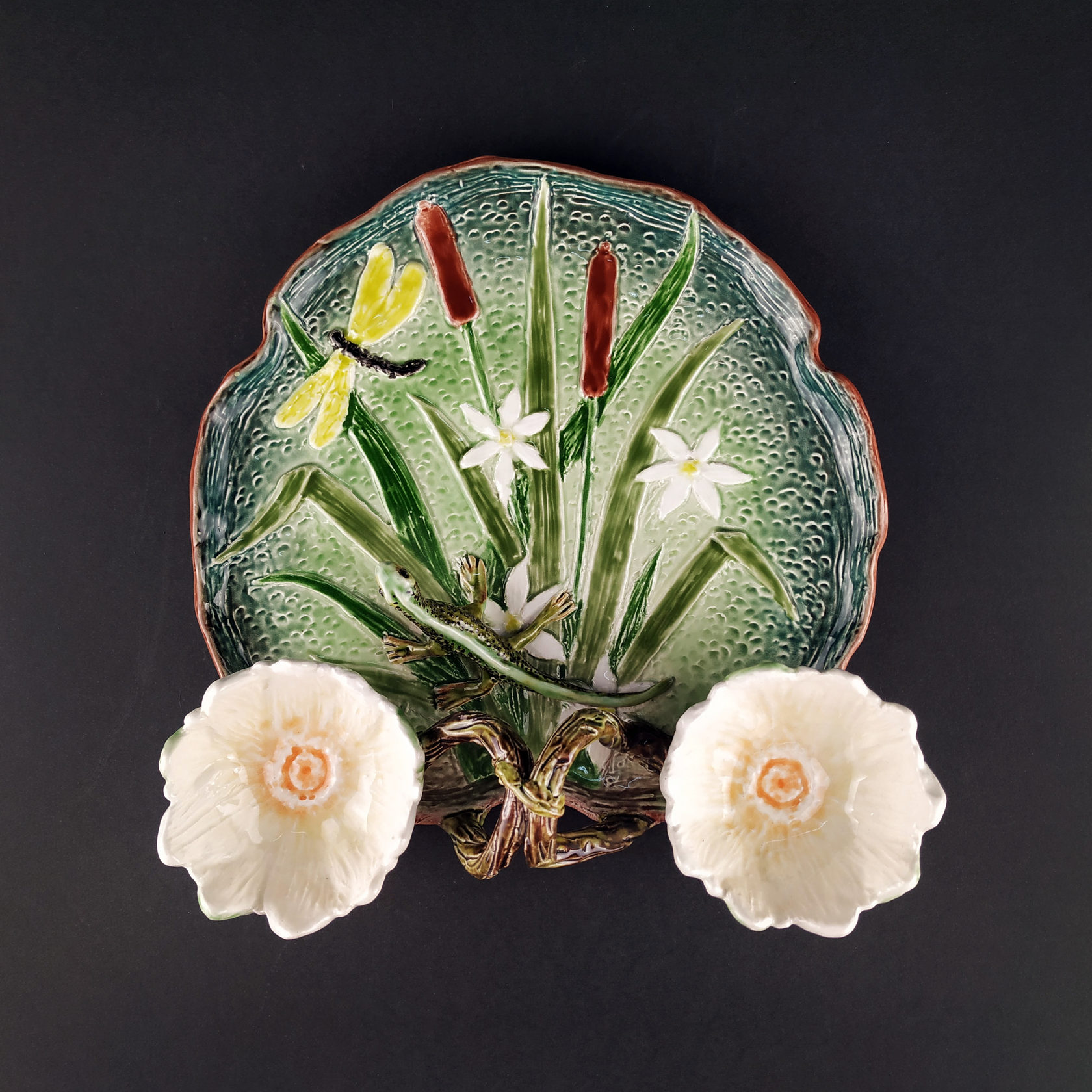 Блюдо для закусок (с двумя кувшинками) Серо-зеленый PROVANSFAIENCE sun-id-994585 - Вид №18