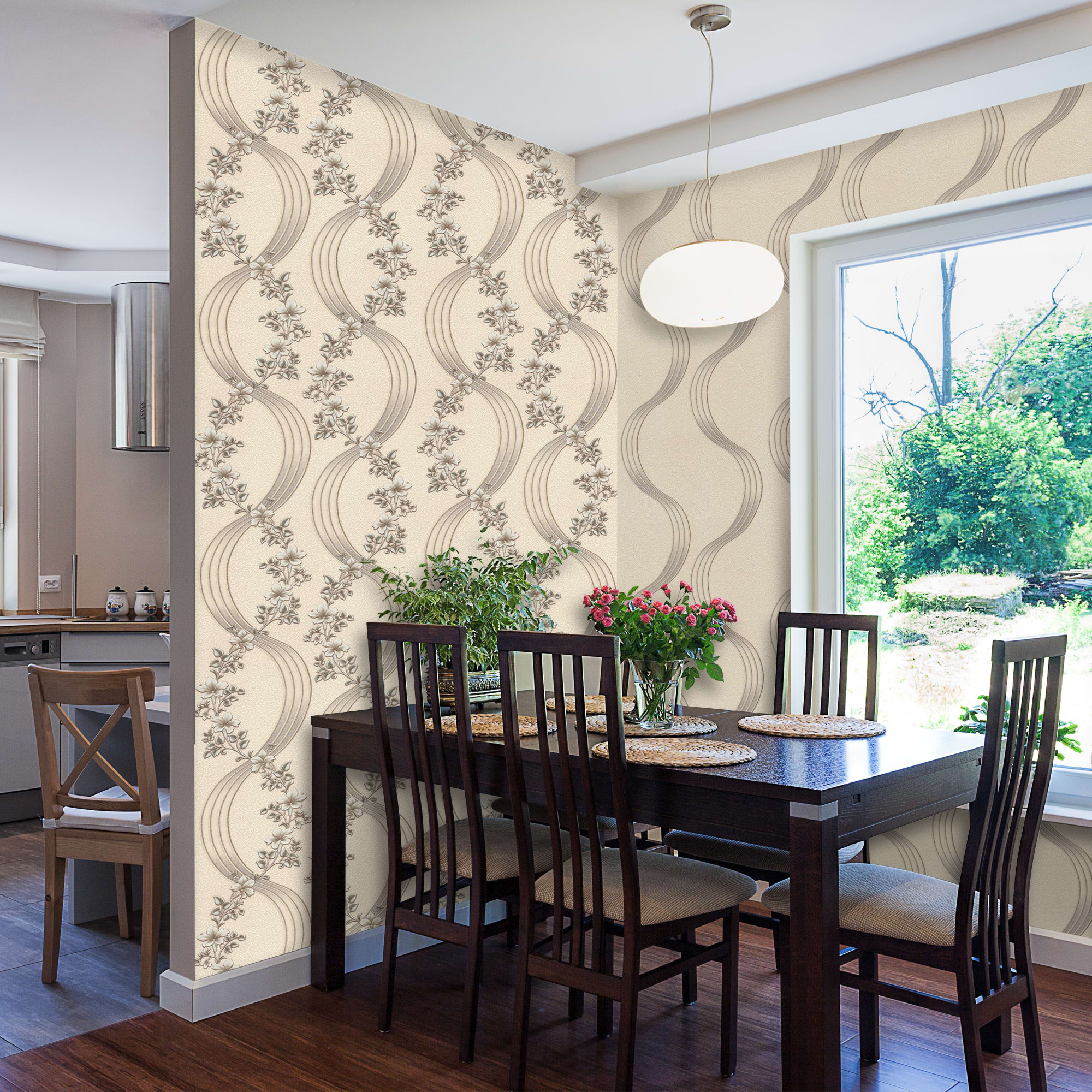 82399722 Обои флизелиновые бежевые 1.06 м 0405-5 Волны Santreyd  - Вид №3