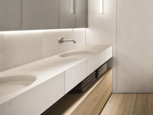 Мебель для ванной комнаты из дуба и мрамора