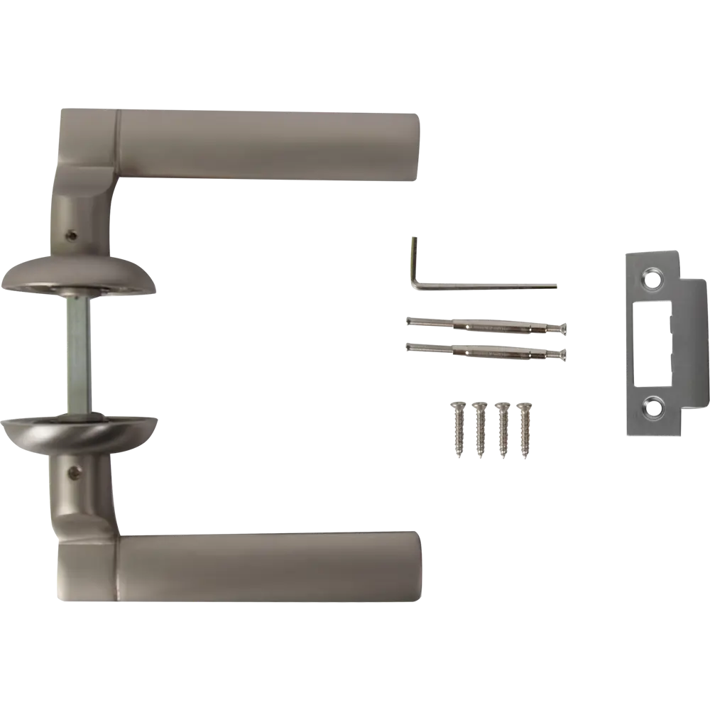 Комплект дверных ручек 19L 100 GF, без запирания, цвет никель ФАБРИКА ЗАМКОВ STLM-2177352 - Вид №2