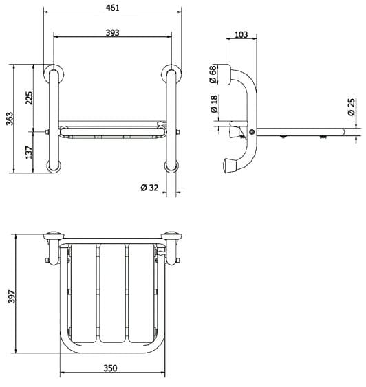 Складное сиденье для душа из нержавеющей стали Thermomat SRD-SF-A/SRD-SF-B ARCH-00066669 - Вид №2