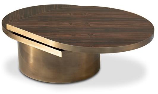 KOKET Журнальный столик из латуни со столешницей из шпонированного дерева Tears sun-id-1443845 - Вид №3