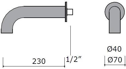 MINA Излив из нержавеющей стали для умывальника настенный Dimensione74 sun-id-1401529 - Вид №1