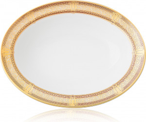 10585596 Haviland Блюдо овальное глубокое 24см "Салон Мюрат" (вишневый, золотой декор) Фарфор, Керамика
