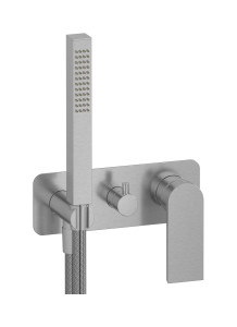 Внешние части встроенного в стену смесителя на 2 потребителя в комплекте с душевым гарнитуром. WE ARE IB k3313ss Brushed Nickel K3