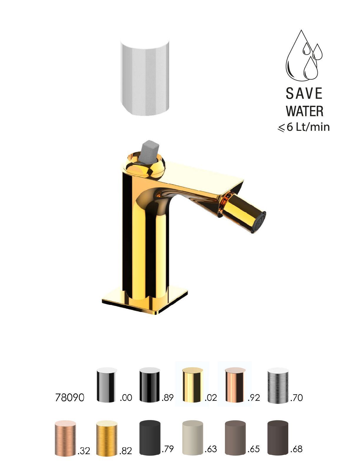 Однорычажный смеситель для биде с ограничителем расхода Rubinetterie Frattini Narciso S ARCH-00114022 - Вид №8