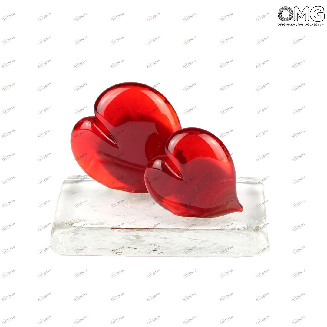 3059 ORIGINALMURANOGLASS Пресс-папье Влюблённые сердца - Original Murano Glass OMG 5 см 