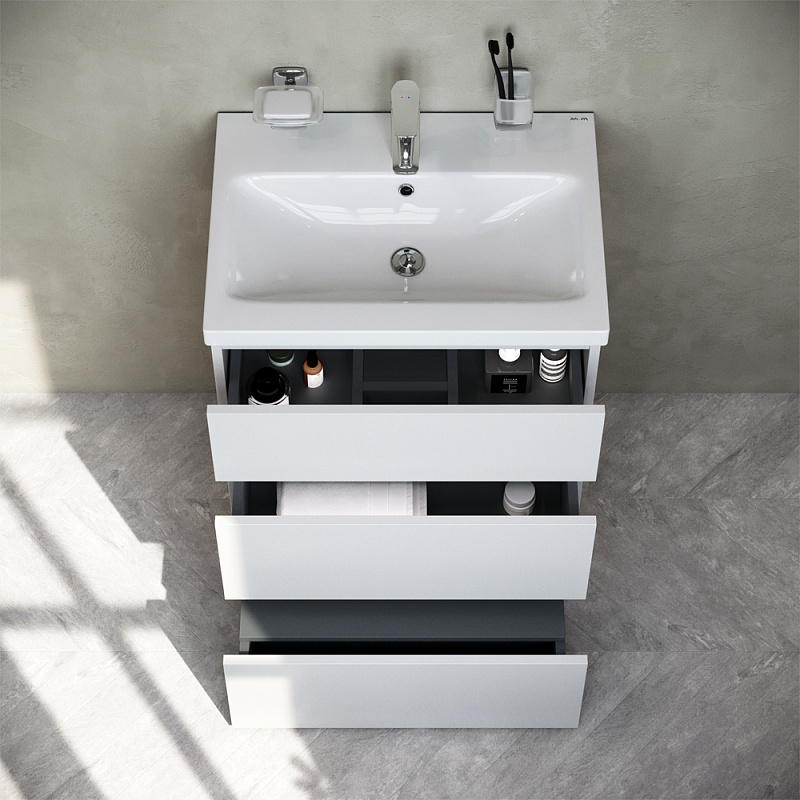 M91FSX0602WG База под раковину напольная 60 см 3 ящика белый глянец AM.PM Gem S  - Вид №1