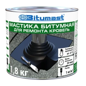 Мастика битумная Bitumast для ремонта кровель 1.8 кг