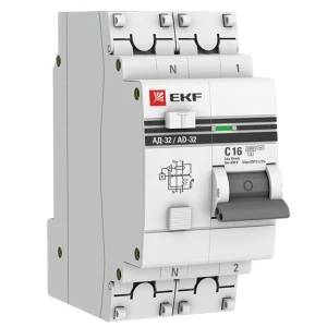 Дифференциальный автомат EKF PROxima АД-32 1P N C16 A 10 мА 4.5 кА AC DA32-16-10-a-pro 82421555 STLM-2094175
