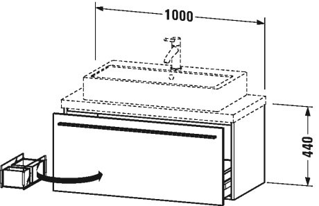 XL540404343 X-Large Тумбочка для компактной консоли Базальт матовый, декор Duravit - Вид №1