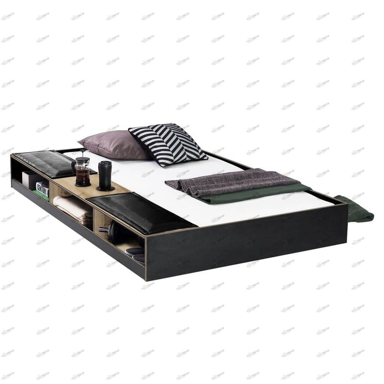 Кровать выдвижная детская с полками 90х190 см черная Black CILEK BLACK 00-3832130 Черный Santreyd