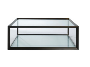 Низкий стол из стали и стекла