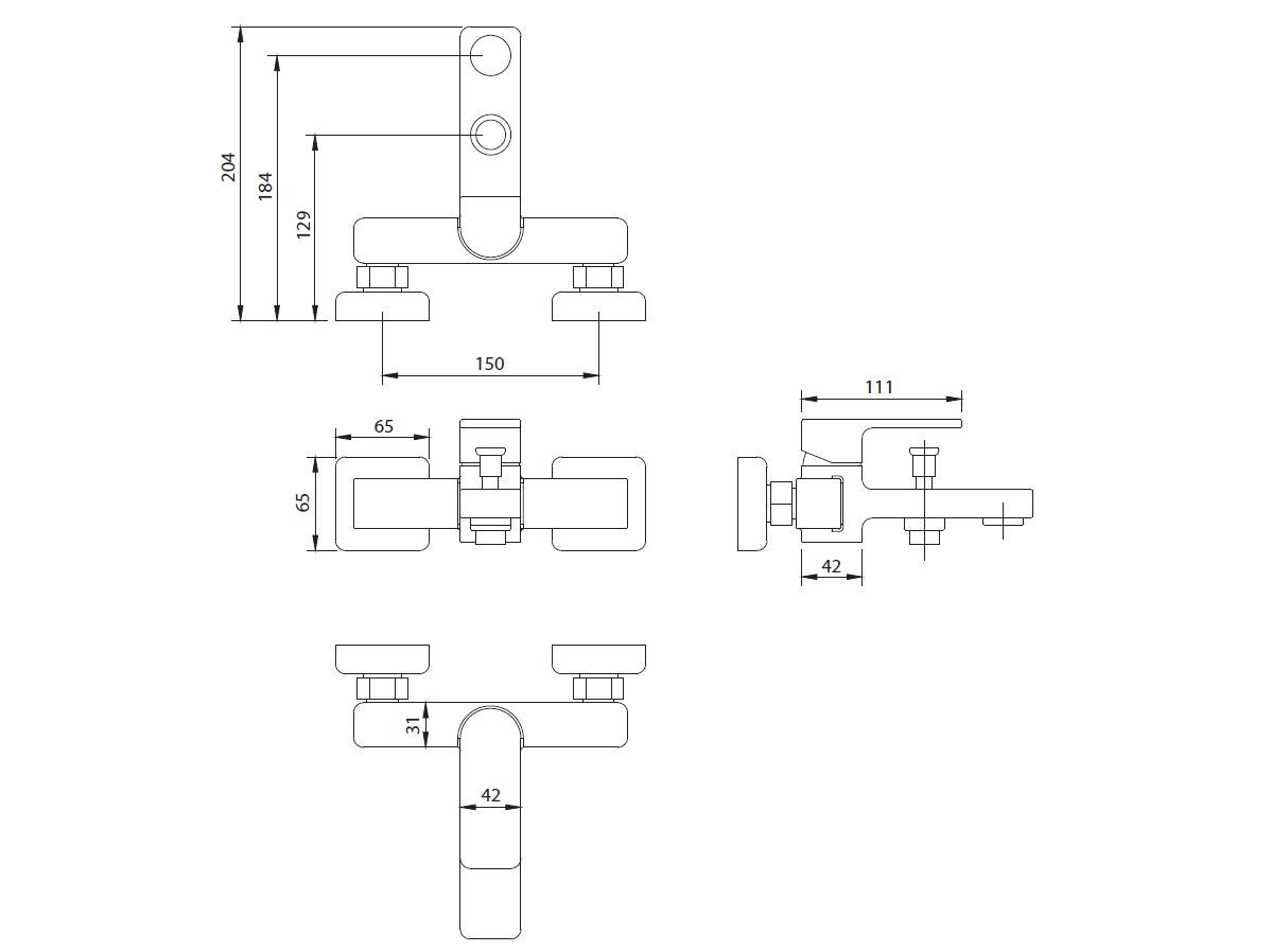 Настенный смеситель для ванны OMNIRES Baretti ARCH-00075741 - Вид №2