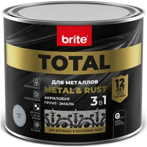 Грунт-эмаль 3 в 1 Total цвет серый 2 л