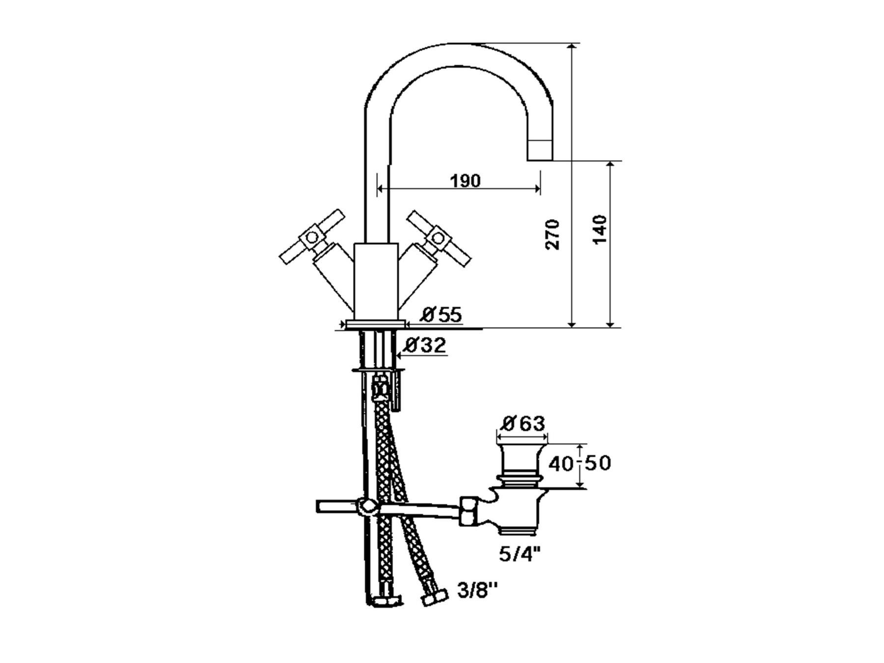 Смеситель для раковины с одним отверстием и автоматическим сливом rvb SULLY ARCH-00007818