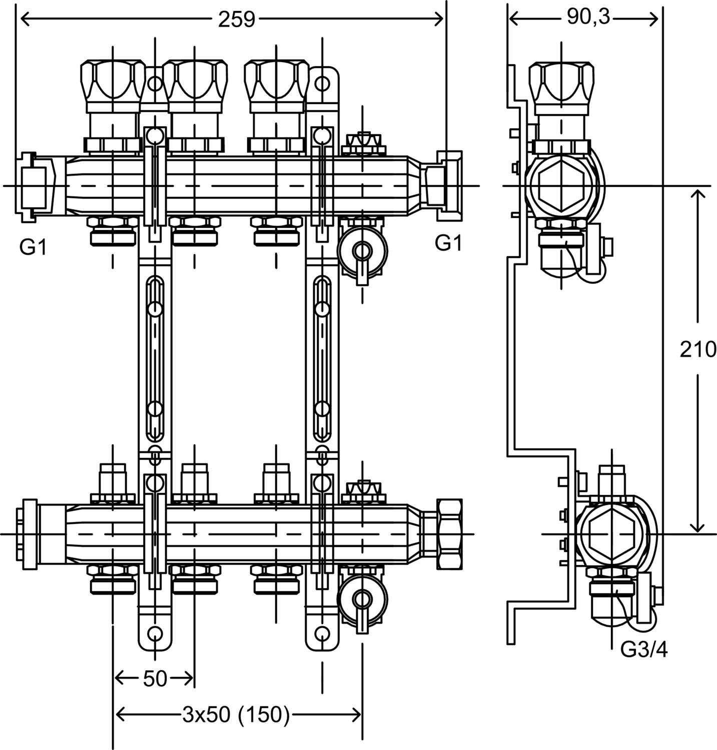 587 772 1) Модель 1006 Трубопроводные системы  Fonterra панельное отопление  Коллекторы  Нержавеющая сталь Santreyd  - Вид №2