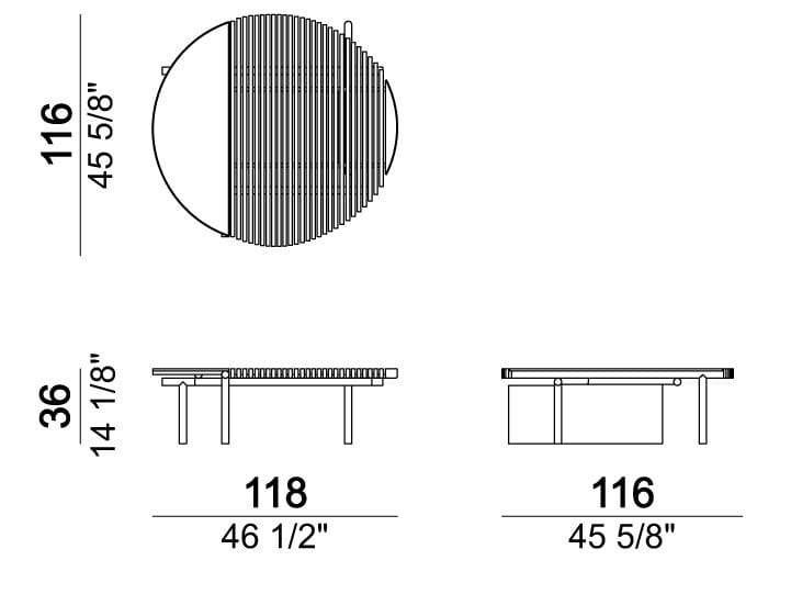 Стальной и деревянный низкий круглый садовый столик Arketipo TALAMONE ARCH-00043978 - Вид №6