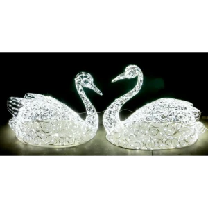Электрическая светящиеся фигура Пара лебедей 400 LED 100x70x30 см теплый белый свет 86164088 STLM-2192309