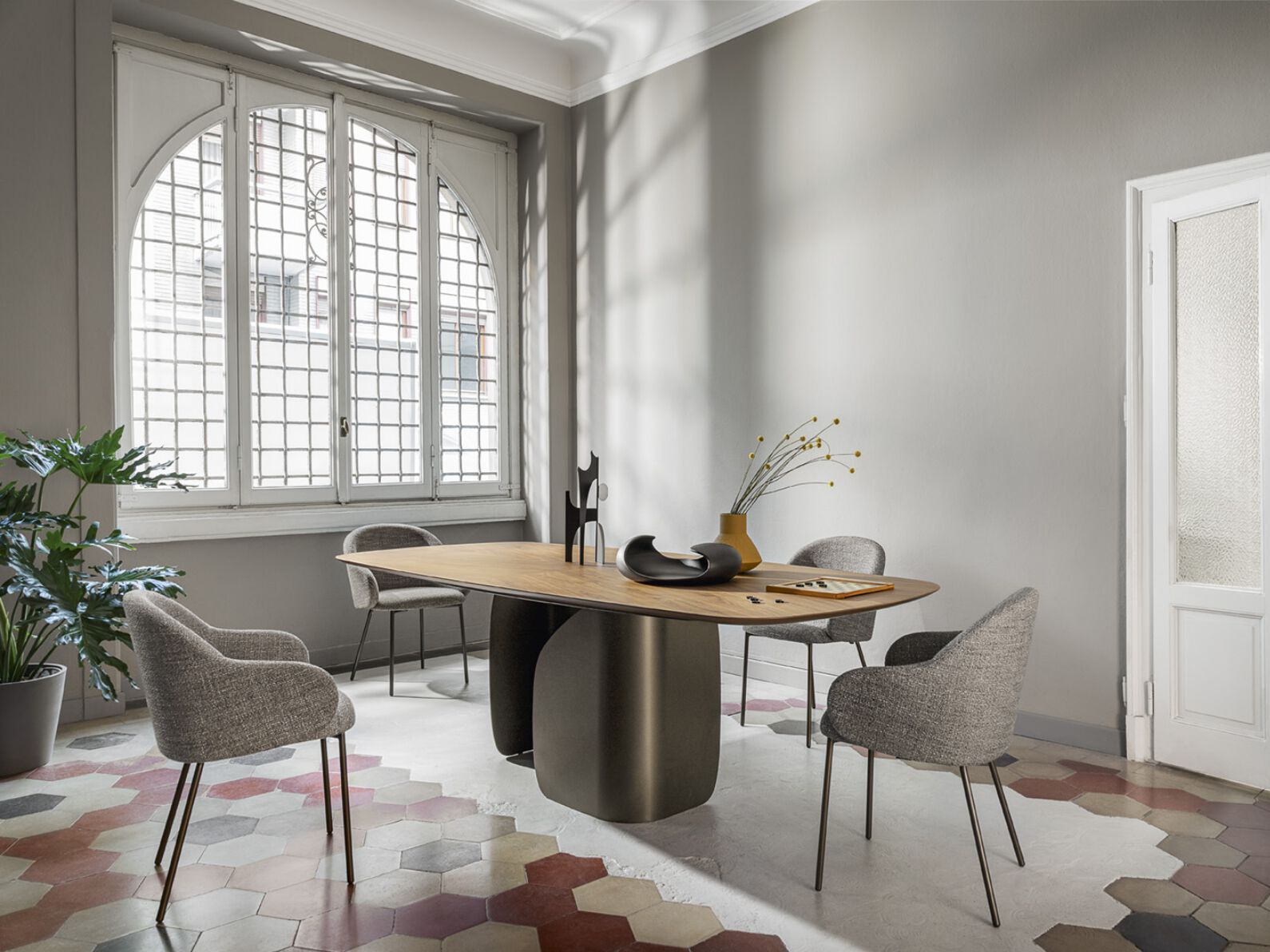 Стальной и деревянный бочковый стол Calligaris TWINS ARCH-00060981 - Вид №1