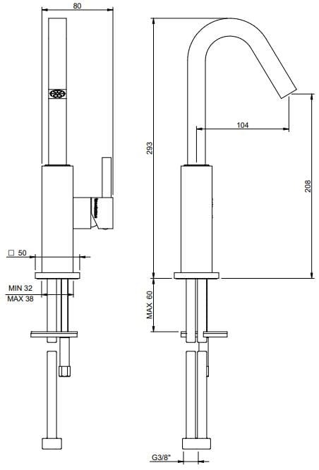 Латунный однорычажный смеситель для раковины Rubinetterie Treemme X-Change_Mono ARCH-00042954 - Вид №2