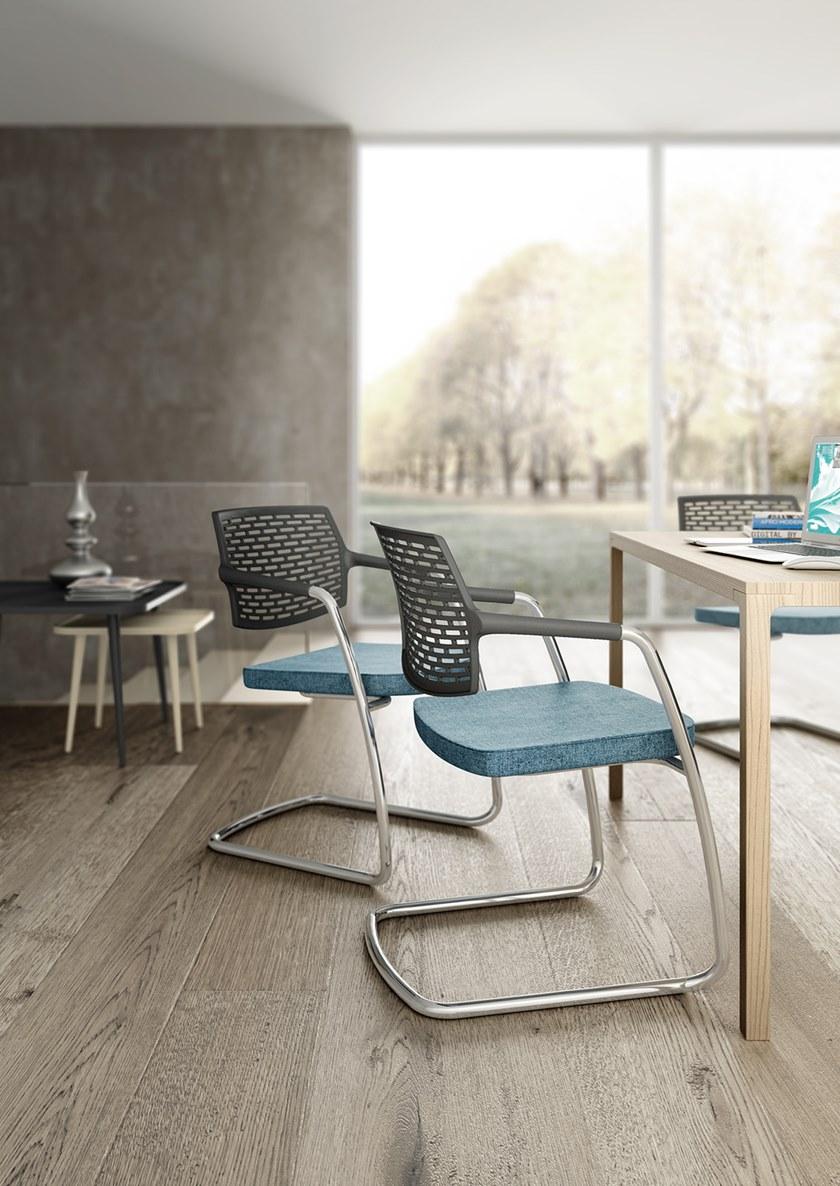 Leyform Консольный стул из хромированной стали, кожи и полипропилена  0570  - Вид №4