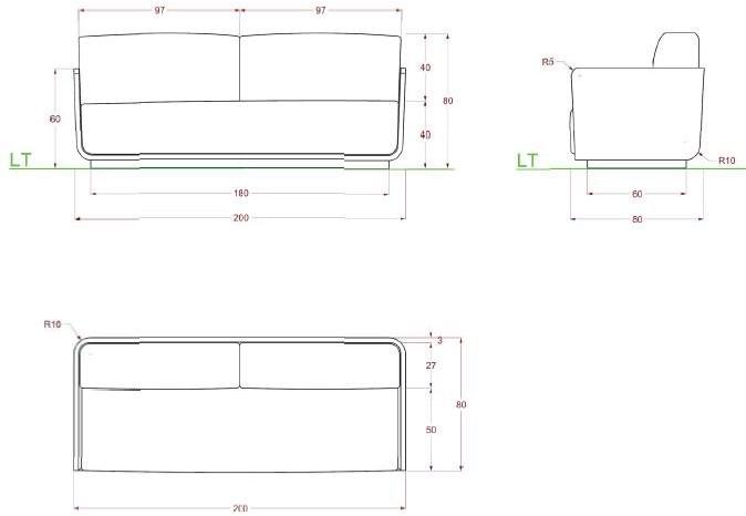 Manufatti Viscio 2-х местный диван с огнестойкой обивкой Air sun-id-1362321 - Вид №1