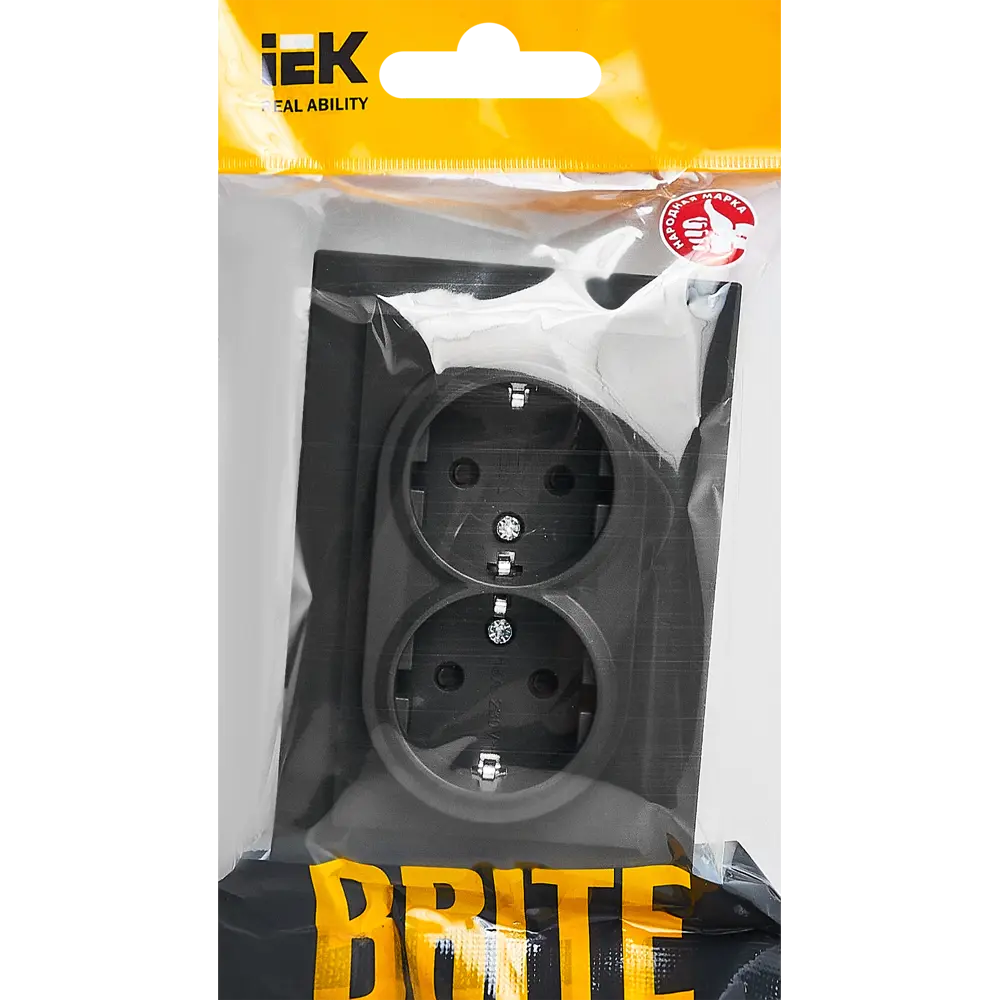 Двойная розетка IEK Brite графит с защитными шторками 87761599 STLM-1495886 - Вид №5