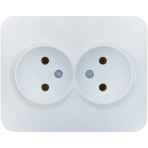 Розетка двойная встраиваемая Lezard Asti без заземления цвет белый