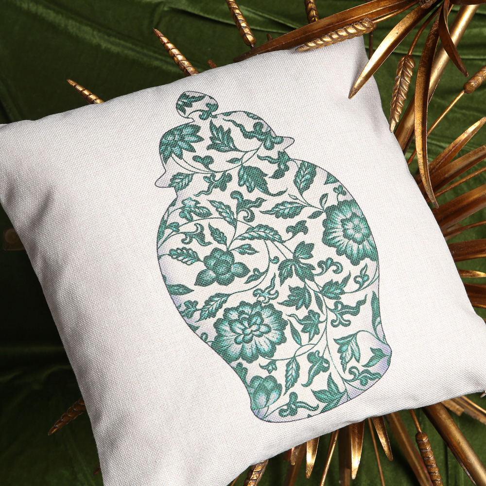 2719166 Декоративная подушка «Китайская ваза», версия 3, антик грин Object Desire  - Вид №1