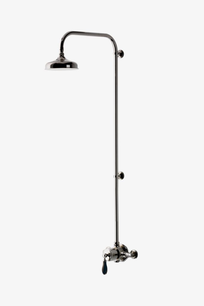 EAXS35 Классическая открытая термостатическая система Easton с 8-дюймовой розеткой для душа с дубовой ручкой-рычагом Waterworks 