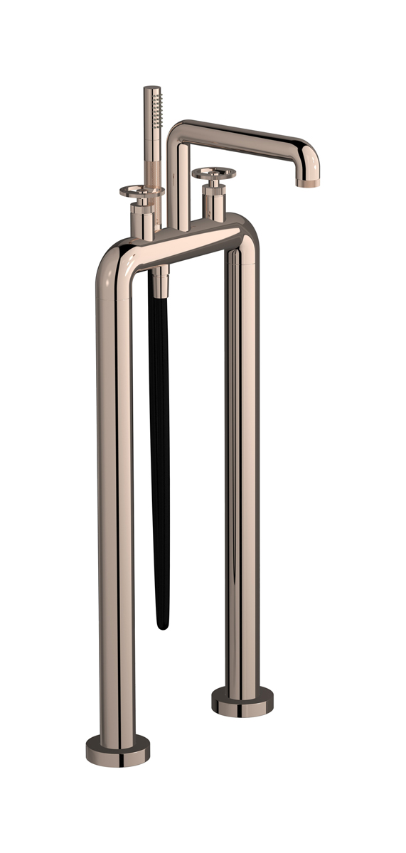 Напольный смеситель для ванны с 2 колоннами и душевым гарнитуром. WE ARE IB b1700rs Rose Gold Bold