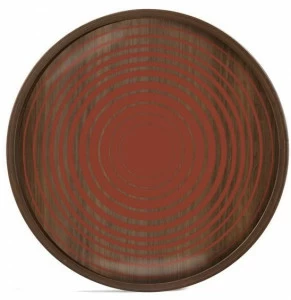 Ethnicraft Круглый поднос из дерева и стекла Linear flow 20928