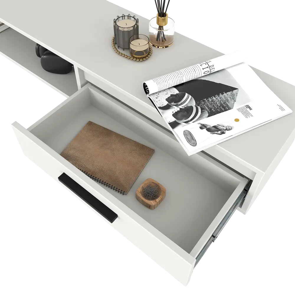 Тумба под телевизор Лион 150x20x30 см ЛДСП цвет белый Santreyd STLM-2180092 - Вид №12