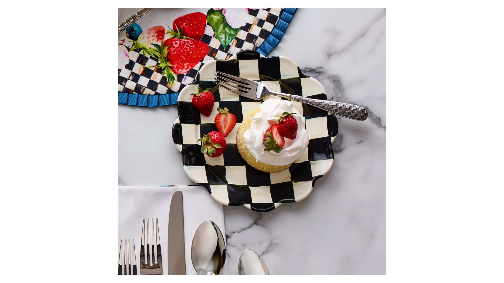 10641856 Mackenzie-Childs Тарелка "Лепесток" 20см Courtly Check Сталь  - Вид №2