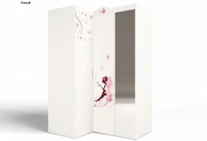 Шкаф угловой ABC-KING , гармошка Фея с зеркалом (левый ) и со стразами Сваровски