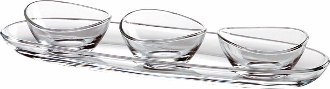 10536207 Vidivi Набор из 3 чаш на подносе Vidivi "Папайя", 30см Стекло 