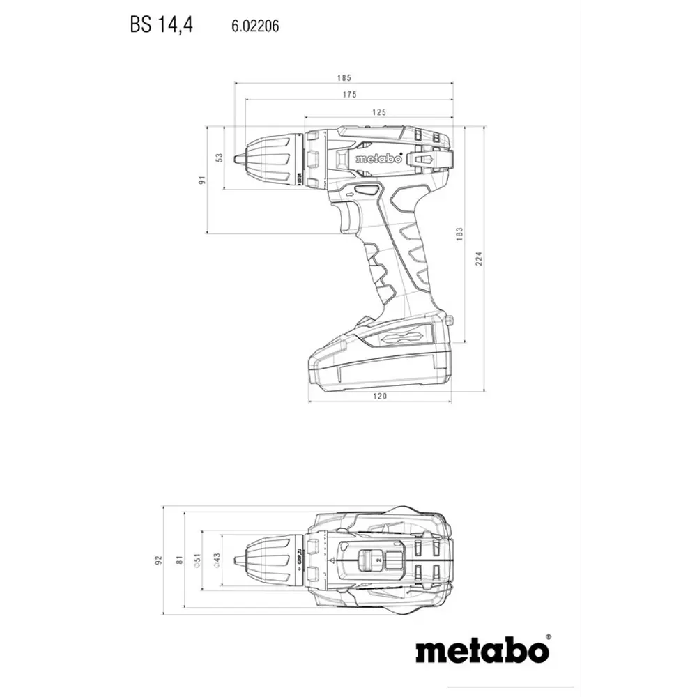 Дрель-шуруповерт аккумуляторная Metabo BS 14.4, 602206550, 14.4 В Li-ion 2x1.5 Ач 82366354 STLM-2167673  - Вид №7