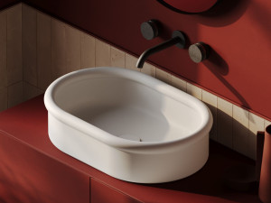 Керамическая столешница овальная раковина